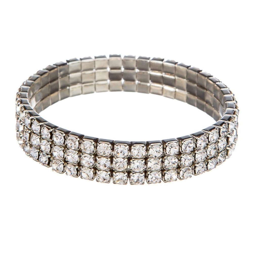 Stunning expanding stretch silver-tone bracelet